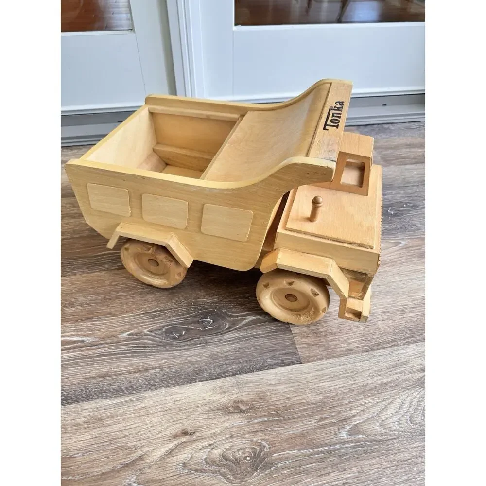 Vintage Tonka Wooden Dump Truck Handcrafted Display Toy Collectible - 19x12”